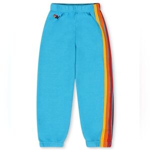 Aviator Nation KID'S 5 STRIPE SWEATPANTS  NEON BLUE Sz 8
